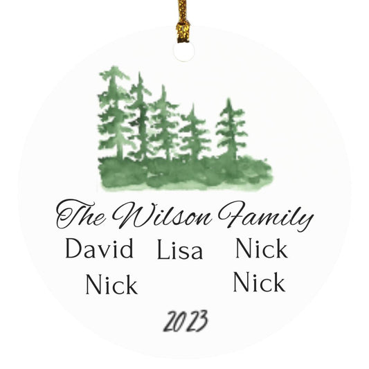 Family Ornament 5 Names Family Circle Ornament